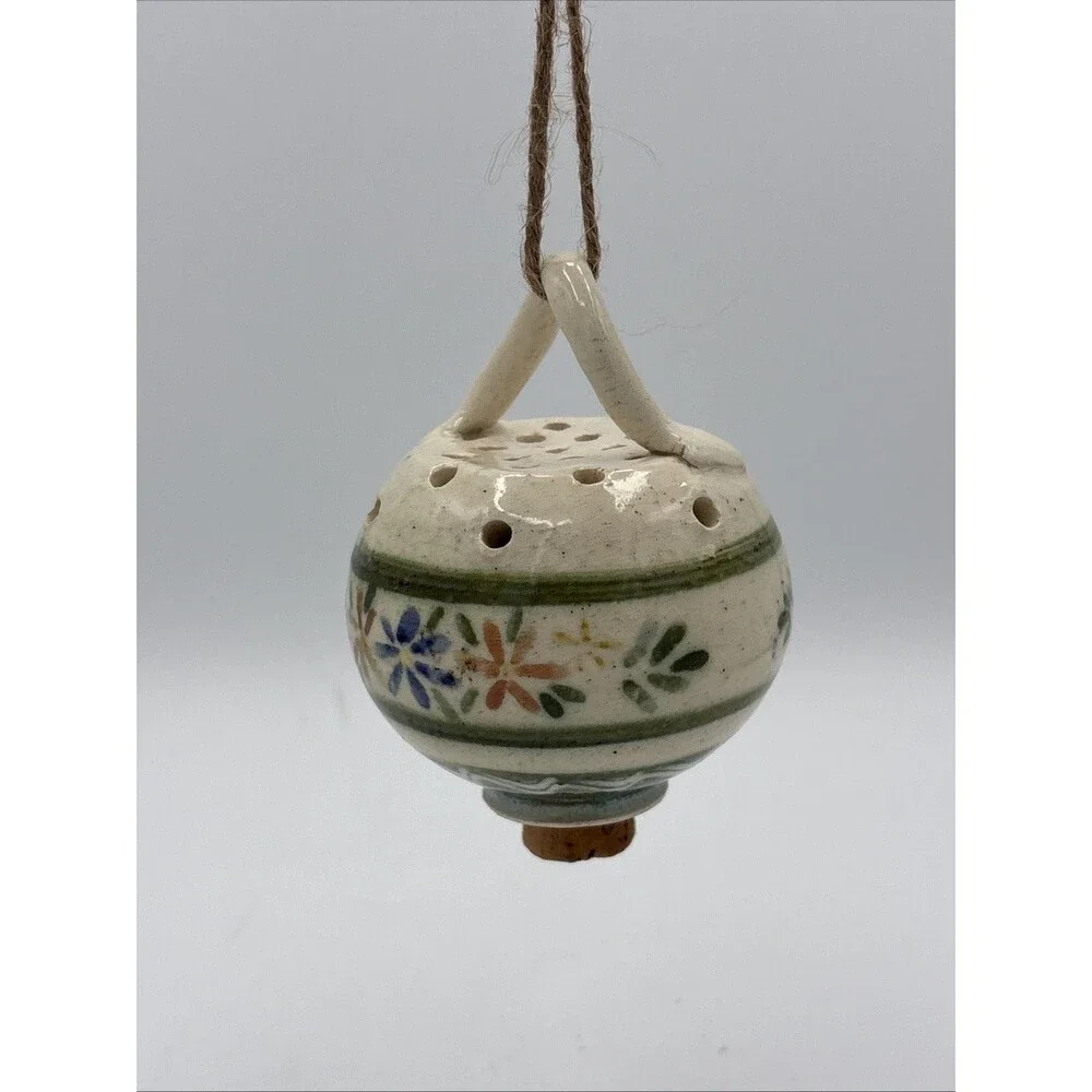 VTG Hand Painted Ceramic Pomander Scent Ball Floral Scentomander Potpourri